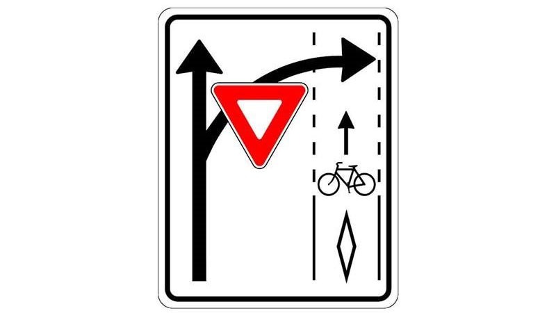 Give way to cyclist sign