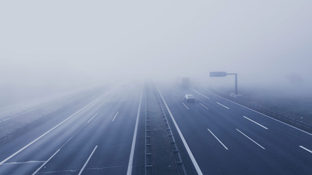A foggy highway